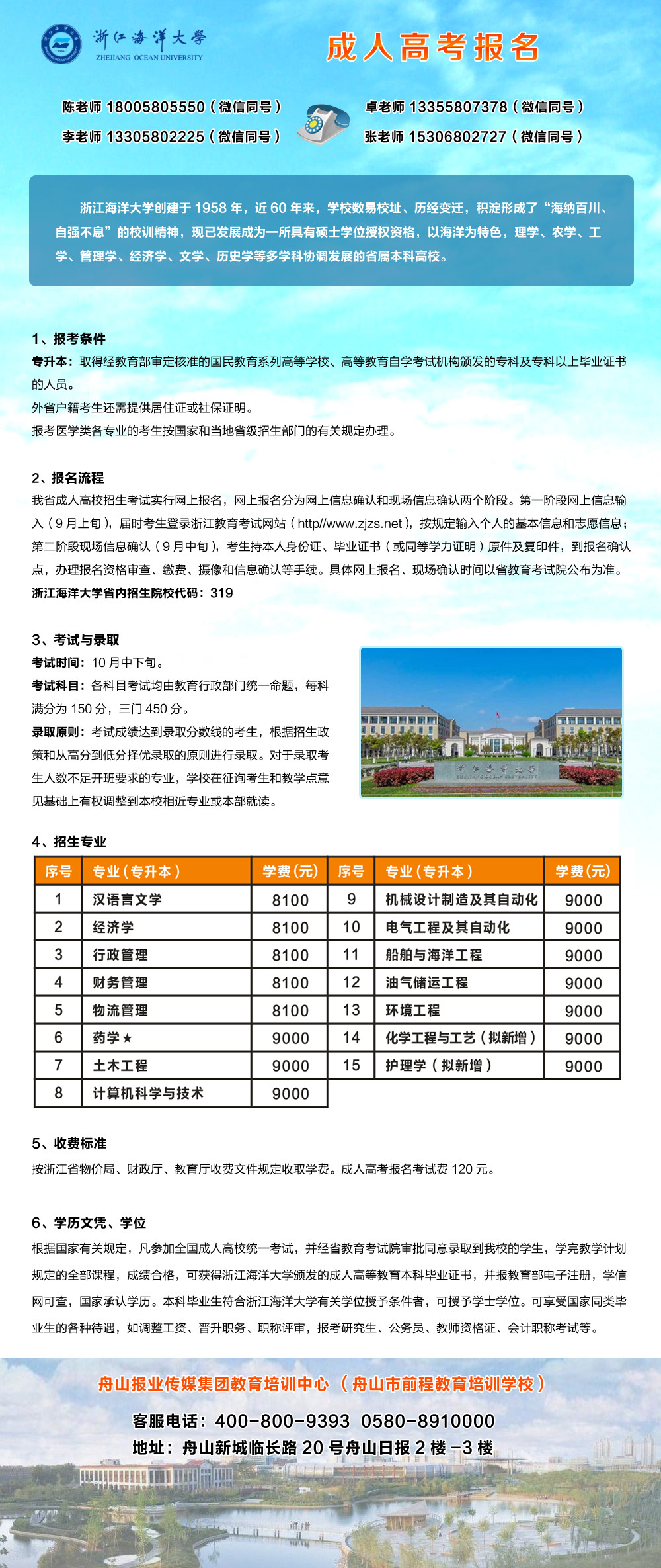 浙江海洋大學成人高考報名